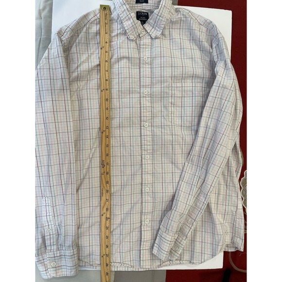 J.Crew Flex Washed Shirt Mens XL Slim White Plaid Cotton Casual Business NWOT - Picture 5 of 7